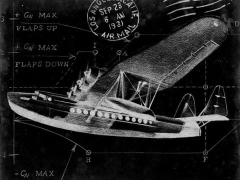 Flight Schematic III Black Ornate Wood Framed Art Print with Double Matting by Ethan Harper