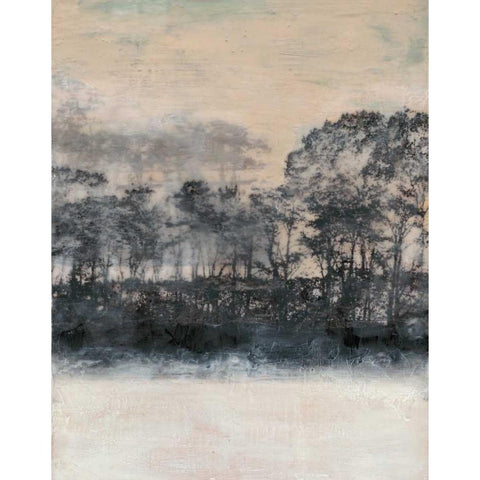Blush Treeline I Black Modern Wood Framed Art Print with Double Matting by Goldberger, Jennifer