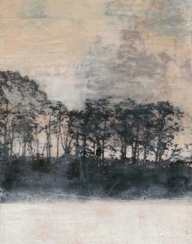 Blush Treeline II White Modern Wood Framed Art Print with Double Matting by Goldberger, Jennifer