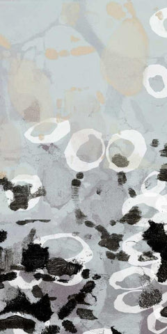 Golden Droplets I White Modern Wood Framed Art Print with Double Matting by Goldberger, Jennifer