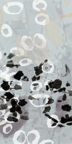 Golden Droplets II White Modern Wood Framed Art Print with Double Matting by Goldberger, Jennifer