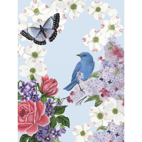 Bird Garden I White Modern Wood Framed Art Print by McCavitt, Naomi