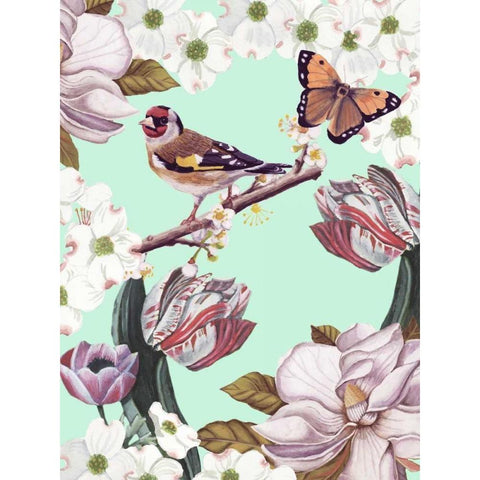 Bird Garden III White Modern Wood Framed Art Print by McCavitt, Naomi