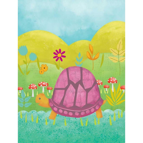 Happy Turtle II Black Modern Wood Framed Art Print with Double Matting by Zarris, Chariklia