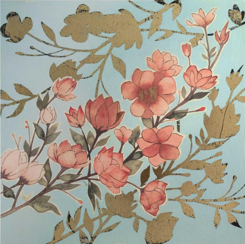 Golden Cherry Blossoms I White Modern Wood Framed Art Print with Double Matting by Popp, Grace