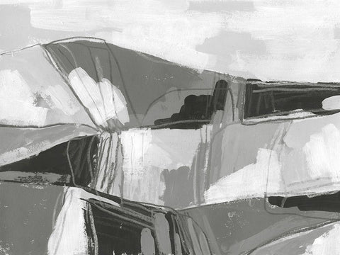 Neutral Landscape Sketch II White Modern Wood Framed Art Print with Double Matting by Vess, June Erica