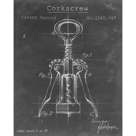 Corkscrew Diagram I Black Modern Wood Framed Art Print by Harper, Ethan
