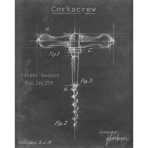Corkscrew Diagram II Black Modern Wood Framed Art Print with Double Matting by Harper, Ethan