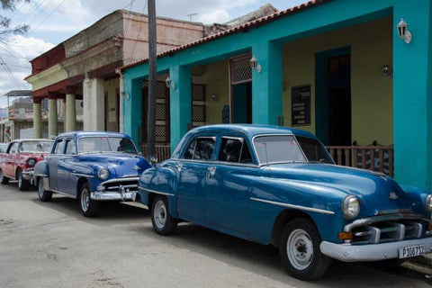 Cars of Cuba VIII White Modern Wood Framed Art Print with Double Matting by DeNardo, Laura