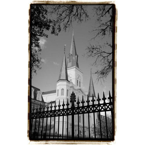 St. Louis Cathedral, Jackson Square II Black Modern Wood Framed Art Print with Double Matting by DeNardo, Laura