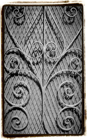 French Quarter Ironwork I Black Ornate Wood Framed Art Print with Double Matting by DeNardo, Laura