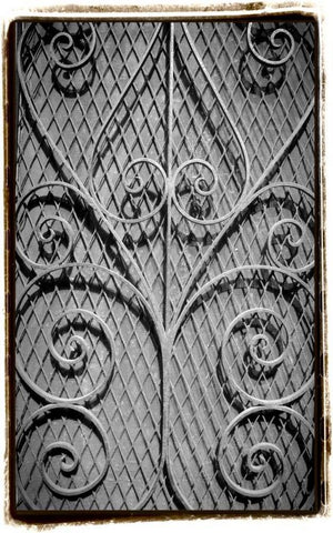 French Quarter Ironwork I Black Ornate Wood Framed Art Print with Double Matting by DeNardo, Laura