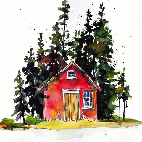 Rad Cabin III Gold Ornate Wood Framed Art Print with Double Matting by McCreery, Paul