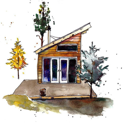 Rad Cabin IV Black Modern Wood Framed Art Print with Double Matting by McCreery, Paul