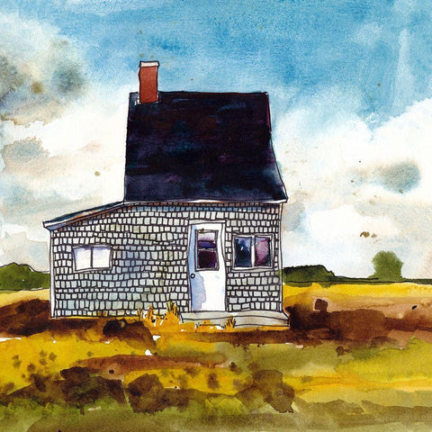 Cabin Scape II White Modern Wood Framed Art Print by McCreery, Paul