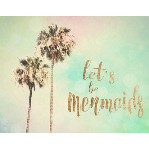 Lets be Mermaids Gold Ornate Wood Framed Art Print with Double Matting by Coomes, Sylvia