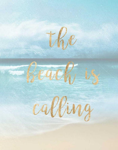 The Beach is Calling White Modern Wood Framed Art Print with Double Matting by Robinson, Emily