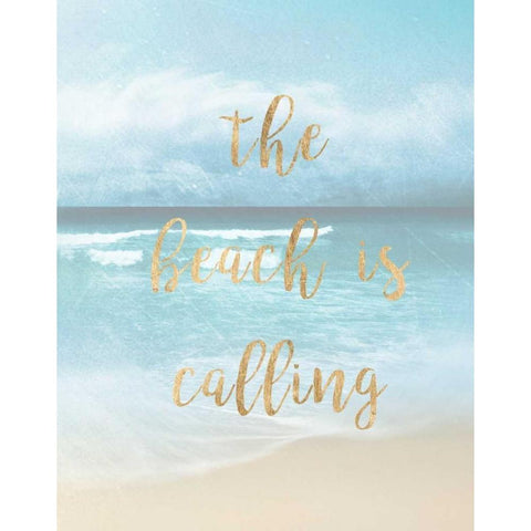 The Beach is Calling Black Modern Wood Framed Art Print by Robinson, Emily