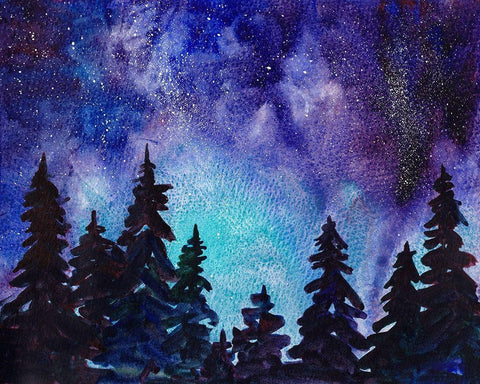 Night Sky III White Modern Wood Framed Art Print with Double Matting by McCreery, Paul