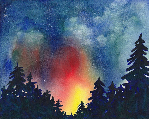 Night Sky IV White Modern Wood Framed Art Print with Double Matting by McCreery, Paul