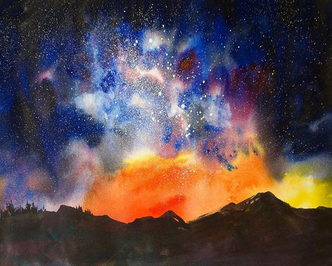 Night Sky VI Black Ornate Wood Framed Art Print with Double Matting by McCreery, Paul