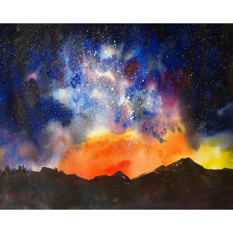 Night Sky VI White Modern Wood Framed Art Print by McCreery, Paul