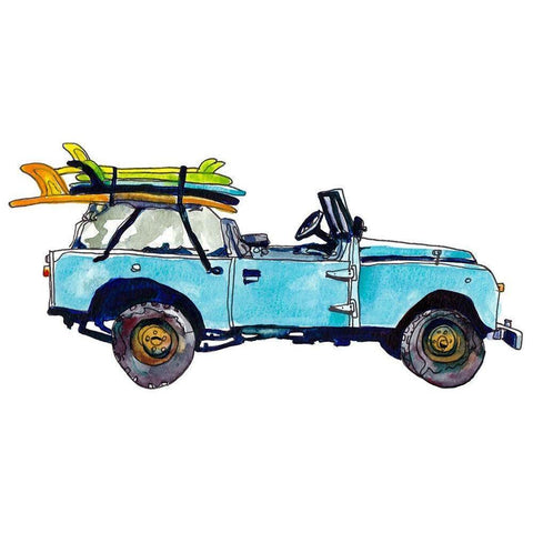 Surf Car III Black Modern Wood Framed Art Print with Double Matting by McCreery, Paul