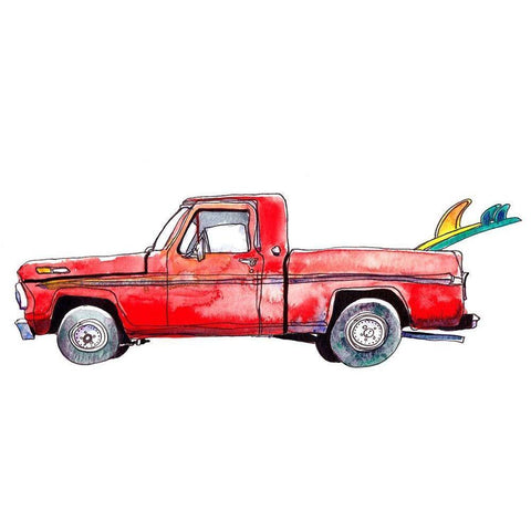 Surf Car IV Gold Ornate Wood Framed Art Print with Double Matting by McCreery, Paul