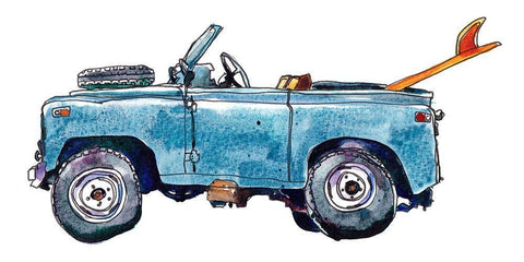 Surf Car VI White Modern Wood Framed Art Print with Double Matting by McCreery, Paul