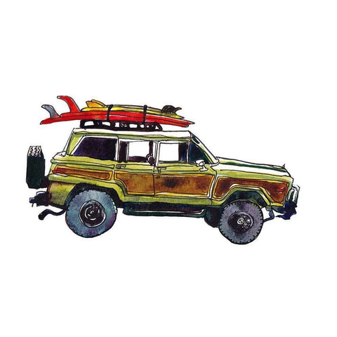 Surf Car VII Black Modern Wood Framed Art Print with Double Matting by McCreery, Paul