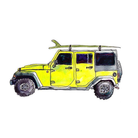 Surf Car VIII White Modern Wood Framed Art Print by McCreery, Paul