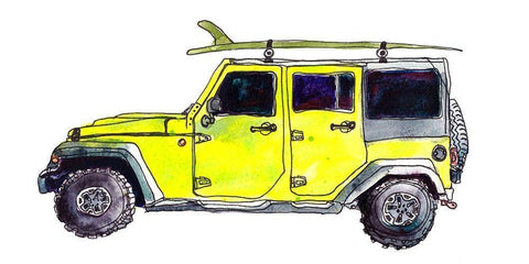 Surf Car VIII White Modern Wood Framed Art Print with Double Matting by McCreery, Paul