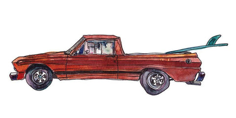 Surf Car X Black Ornate Wood Framed Art Print with Double Matting by McCreery, Paul