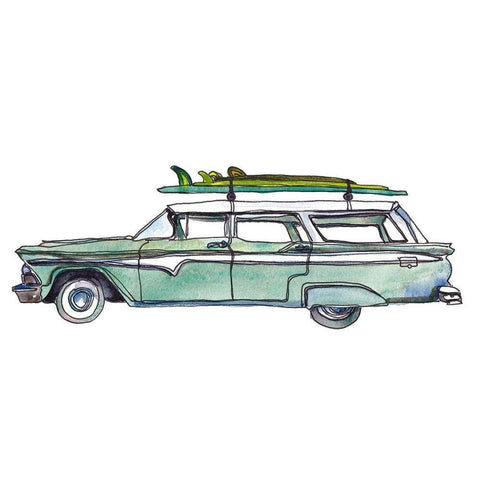 Surf Car XI White Modern Wood Framed Art Print by McCreery, Paul