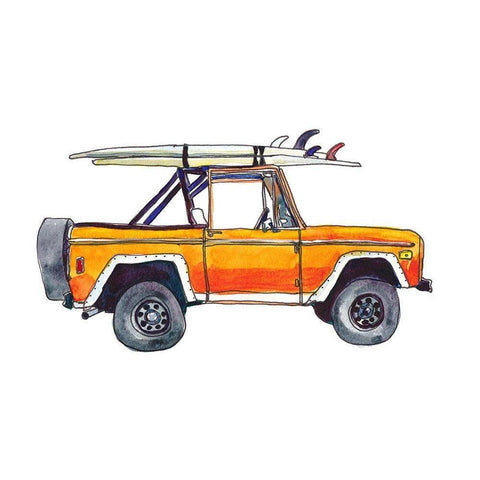 Surf Car XIII Black Modern Wood Framed Art Print by McCreery, Paul