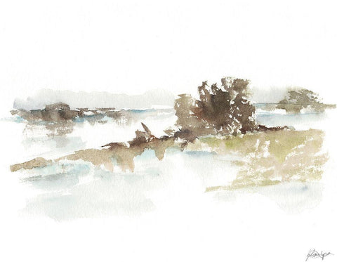 Turquoise Reflection II White Modern Wood Framed Art Print with Double Matting by Harper, Ethan