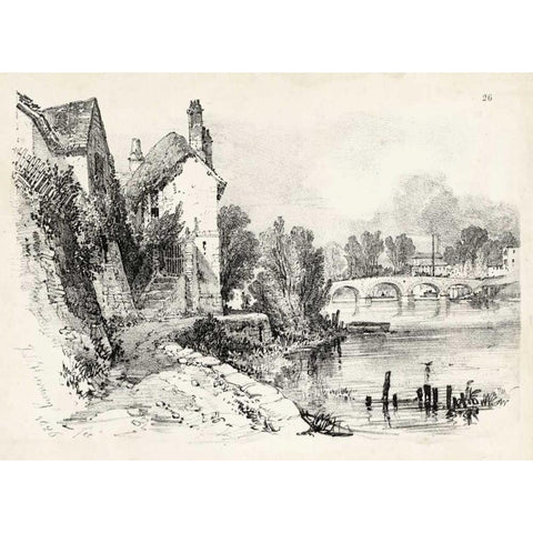 Idyllic Landscape II Gold Ornate Wood Framed Art Print with Double Matting by Harding, J.D.
