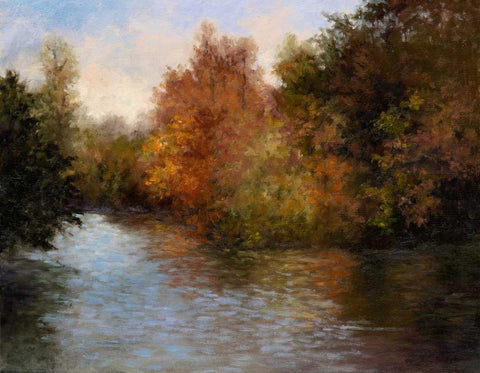 A Light on the Lake White Modern Wood Framed Art Print with Double Matting by Weber, Mary Jean