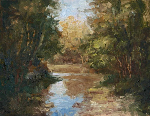 Winding River White Modern Wood Framed Art Print with Double Matting by Weber, Mary Jean