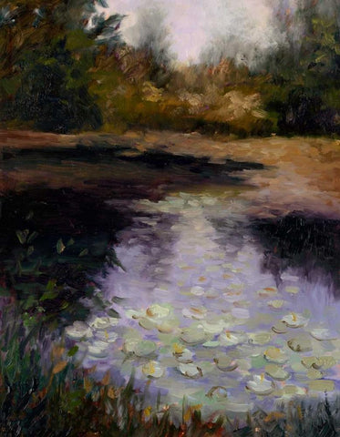 Oregon Water Lilies White Modern Wood Framed Art Print with Double Matting by Weber, Mary Jean