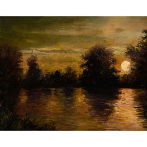 The Setting Glow Gold Ornate Wood Framed Art Print with Double Matting by Weber, Mary Jean