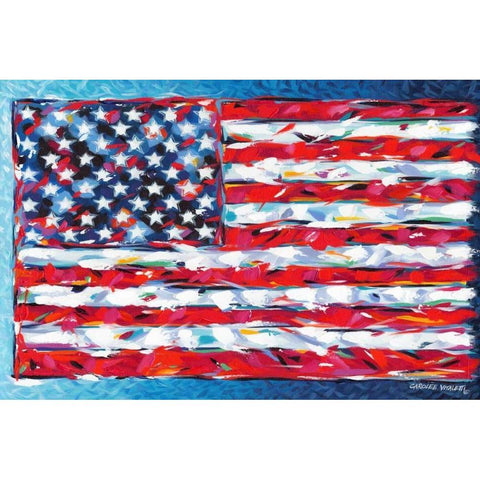 Vibrant Stars and Stripes Black Modern Wood Framed Art Print with Double Matting by Vitaletti, Carolee