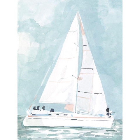 Soft Sailboat I Black Modern Wood Framed Art Print with Double Matting by Scarvey, Emma