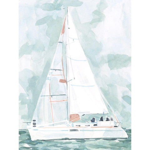 Soft Sailboat II White Modern Wood Framed Art Print by Scarvey, Emma