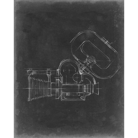 Camera Blueprint V Black Modern Wood Framed Art Print with Double Matting by Harper, Ethan