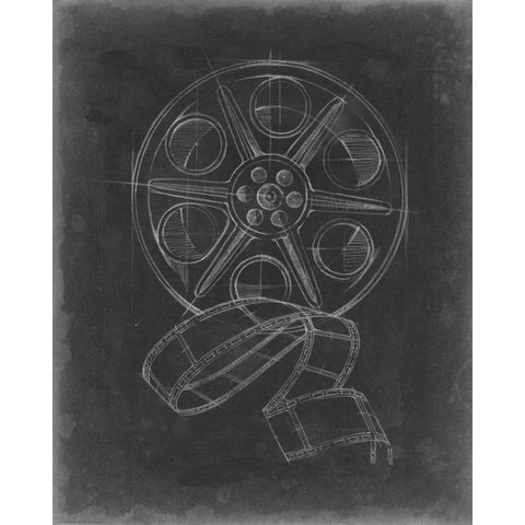 Film and Reel Blueprint I Gold Ornate Wood Framed Art Print with Double Matting by Harper, Ethan