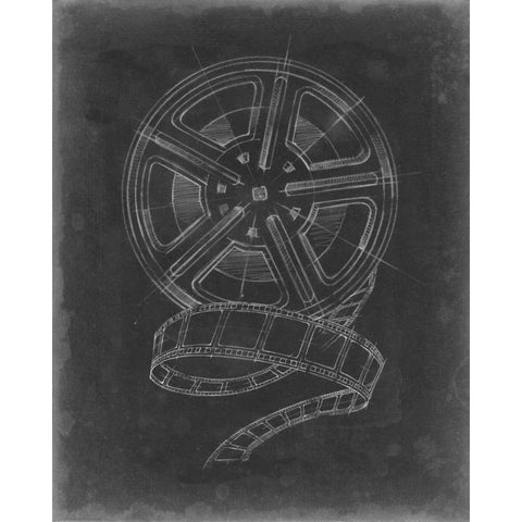 Film and Reel Blueprint II White Modern Wood Framed Art Print by Harper, Ethan