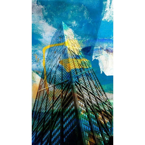 Hancock Building, Chicago Black Modern Wood Framed Art Print with Double Matting by Jasper, Sisa