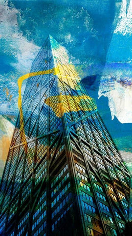 Hancock Building, Chicago White Modern Wood Framed Art Print with Double Matting by Jasper, Sisa