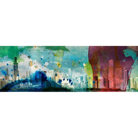 Chicago Skyline Black Modern Wood Framed Art Print with Double Matting by Jasper, Sisa